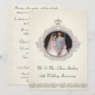 Convite Celebração de 60º Aniversário no Estilo Vitoriano