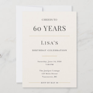 Convite Celebração de 60 Anos Minimalista Elegante
