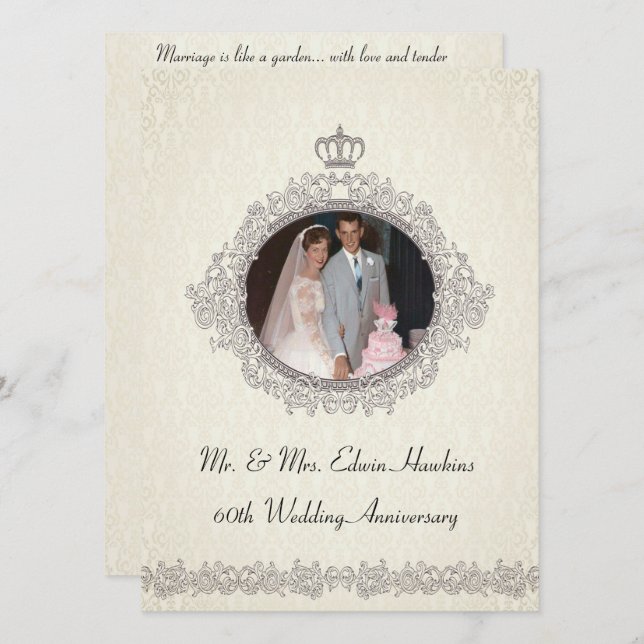 Convite Celebração de 60 anos no estilo vitoriano (Frente/Verso)