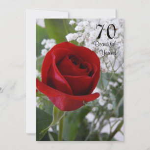 Convite Celebração de 70º Aniversário-Rosa Vermelha