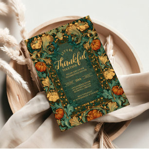 Convite Celebração de Ação de Graças Art Nouveau Autumn