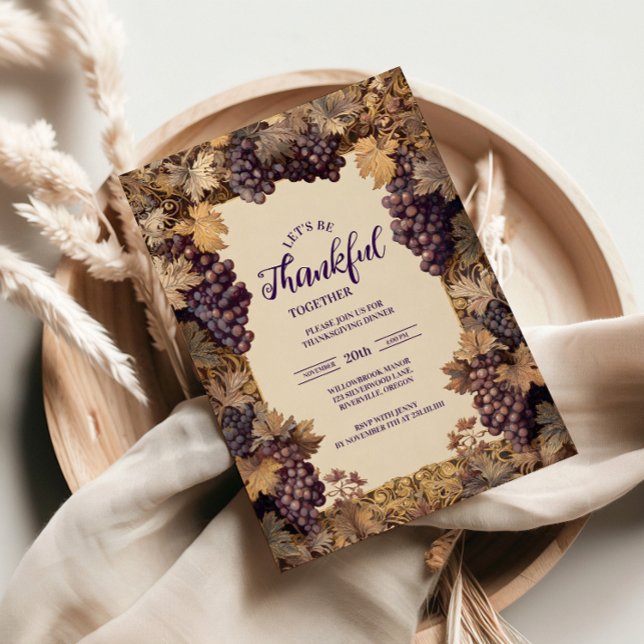 Convite Celebração de Ação de Graças da Videira de Outono (Criador carregado)