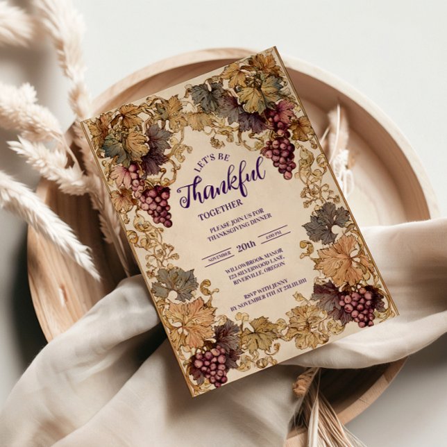 Convite Celebração de Ação de Graças da Vinha ouro (Criador carregado)