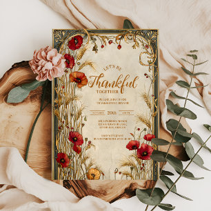 Convite Celebração de Ação de Graças de Trigo ouro