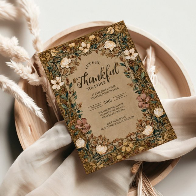 Convite Celebração de Ação de Graças em Vintage (Criador carregado)