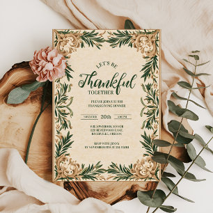 Convite Celebração de Ação de Graças Verde Elegante