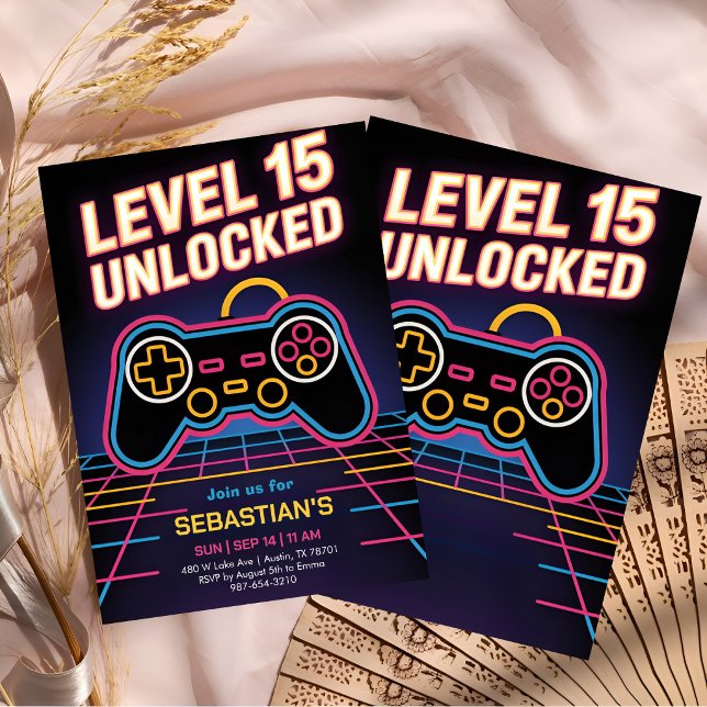 Convite Celebração de Adolescente Gamer Definitivo (Criador carregado)