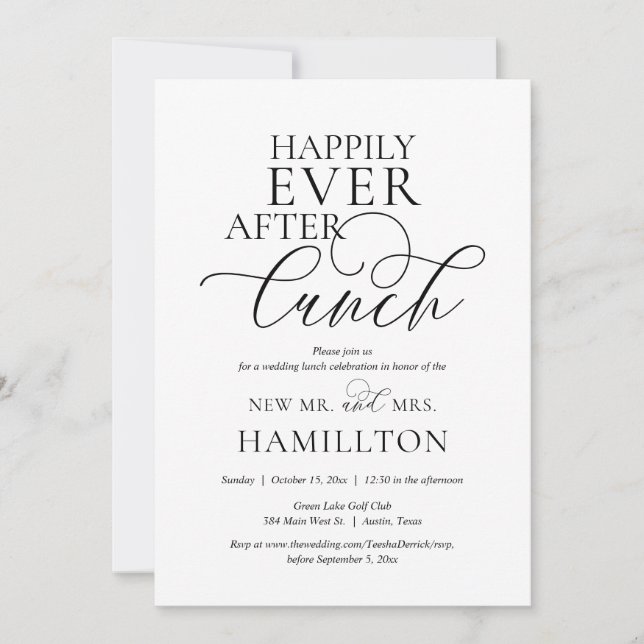 Convite Celebração de Almoço Pós-casamento Felizes para Se (Frente)