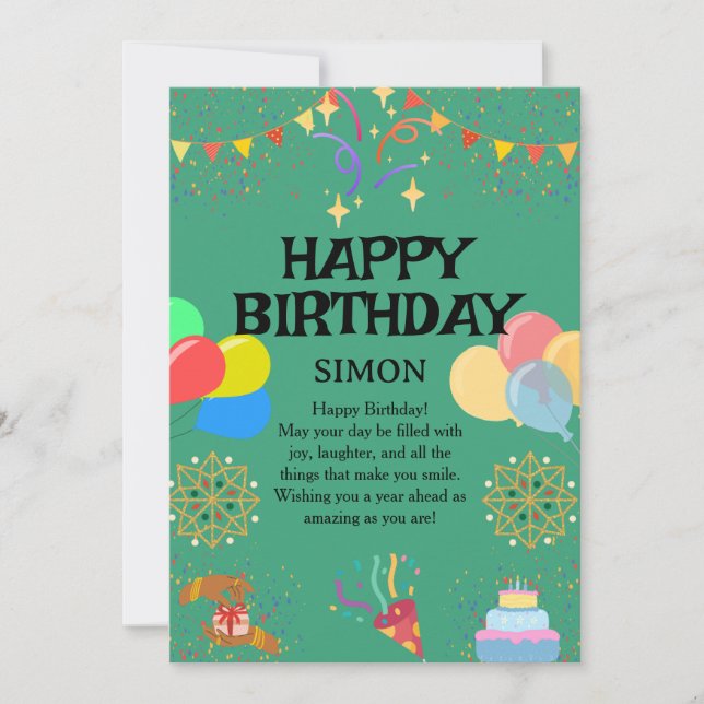 Convite Celebração de Aniversário Alegre (Frente)