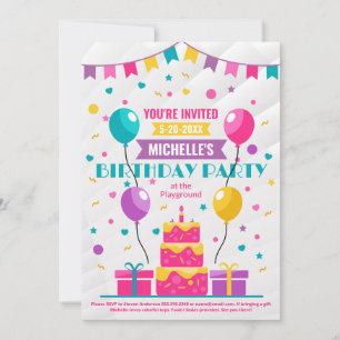 Convite Celebração de Aniversário Balões Confetes