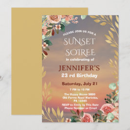 Convite Celebração de Aniversário Botanical Sunset Soiree
