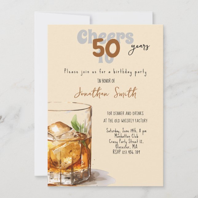 Convite Celebração de aniversário com Whiskey  (Frente)