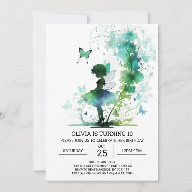 Convite Celebração de aniversário da Princesa Fairycore (Frente)