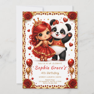 Convite Celebração de Aniversário da Princesa Panda Rosa V