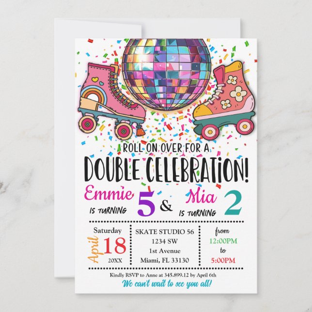 Convite Celebração de Aniversário das Irmãs Gêmeas no Pati (Frente)