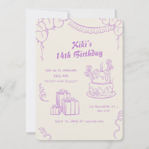 Convite Celebração de aniversário de 14 primitiva de lavan