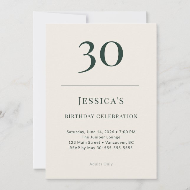 Convite Celebração de Aniversário de 30 anos Classic Fores (Frente)
