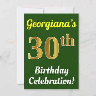 Convite Celebração de aniversário de 30 anos Dourada verde