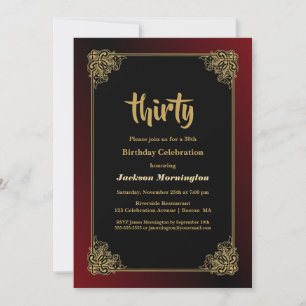 Convite Celebração de aniversário de 30 anos Dourado Ve