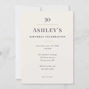 Convite Celebração de Aniversário de 30 anos Minimal Elega