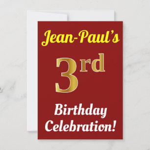 Convite Celebração de aniversário de 3 anos Dourado Ver