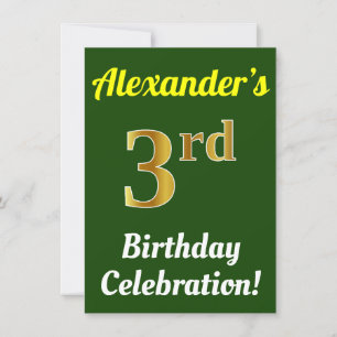 Convite Celebração de aniversário de 3 anos Dourado Ver