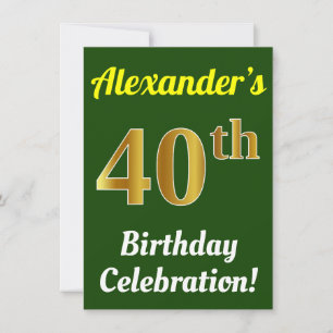 Convite Celebração de aniversário de 40 anos Dourado Ve