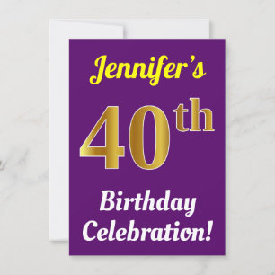 Convite Celebração de aniversário de 40 anos Dourados,