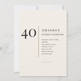Convite Celebração de Aniversário de 40 Anos Minimalista M