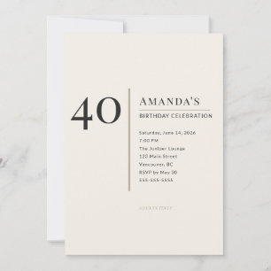 Convite Celebração de Aniversário de 40 Anos Minimalista M