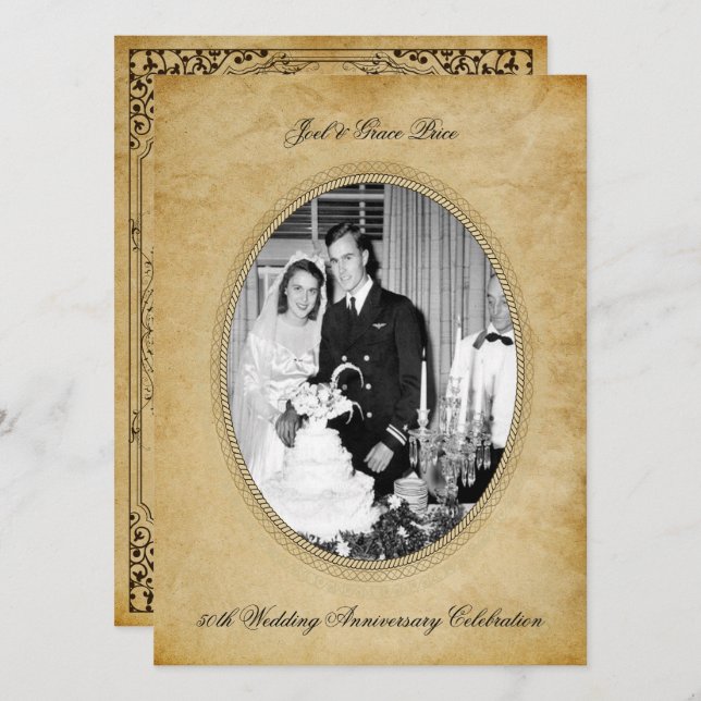 Convite Celebração de Aniversário de 50 anos ao estilo Vit (Frente/Verso)