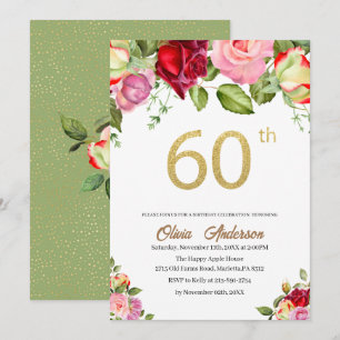 Convite Celebração de Aniversário de 60 anos Elegante Aqua