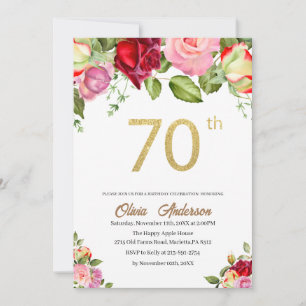 Convite Celebração de Aniversário de 70 anos Elegante Aqua