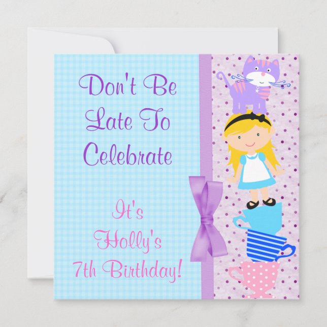 Convite Celebração de Aniversário de Alice No País das Mar (Frente)