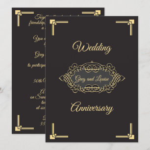 Convite Celebração de Aniversário de Casamento Art Deco