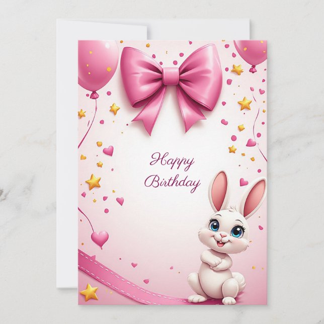 Convite Celebração de Aniversário de Coelho Fofo 🐰 (Frente)