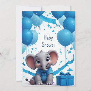 Convite Celebração de Aniversário de Elefante Bebê 🐘