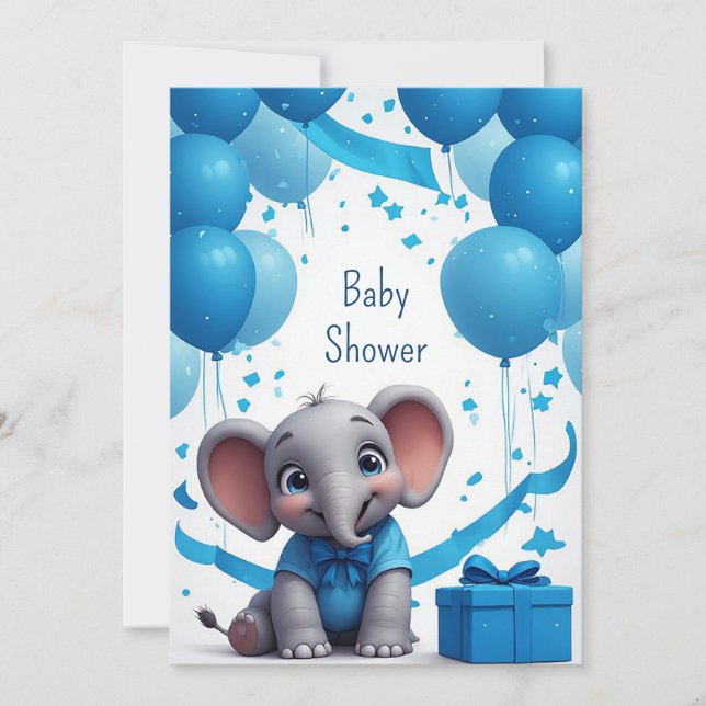 Convite Celebração de Aniversário de Elefante Bebê 🐘 (Frente)