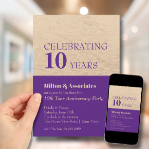 Convite Celebração de Aniversário de Negócios Roxo e D