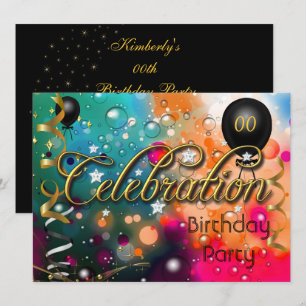 Convite Celebração de Aniversário de Qualquer Idade Adoles