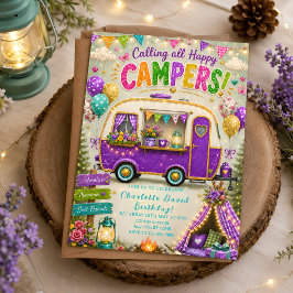 Convite Celebração de Aniversário de RV Boho ao Ar Livre