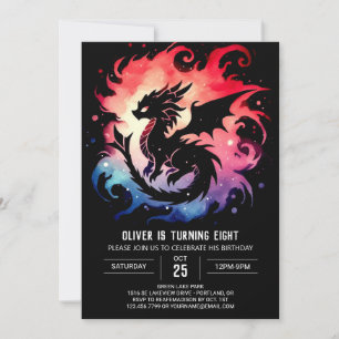 Convite Celebração de Aniversário do Dragão Bonito Desenha