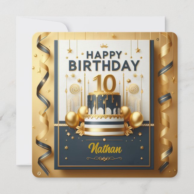 Convite Celebração de aniversário do Elegant Marinho Azul  (Frente)