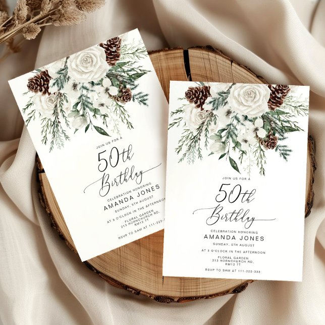 Convite Celebração de aniversário do Evergreen Winter 50th (Criador carregado)