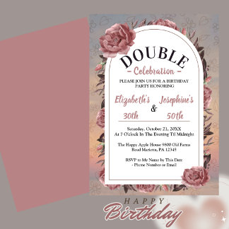 Convite Celebração de Aniversário Duplo Floral