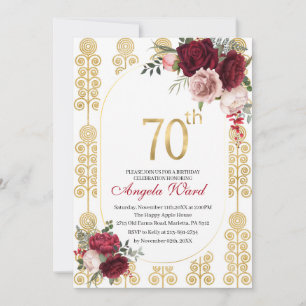 Convite Celebração de aniversário elegante floral brilho 7