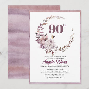 Convite Celebração de aniversário elegante floral brilho 9