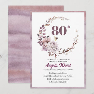 Convite Celebração de aniversário elegante  floral glitter