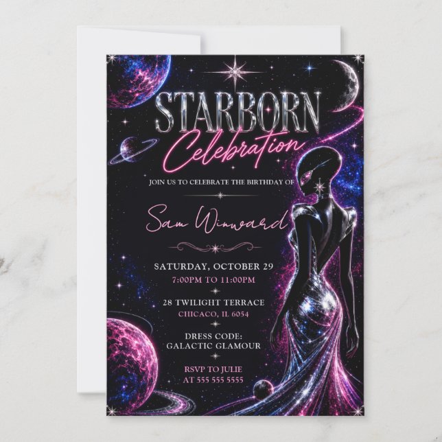 Convite Celebração de Aniversário Estelar (Frente)