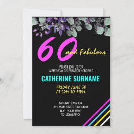 Convite Celebração de Aniversário Fabuloso de 60 anos